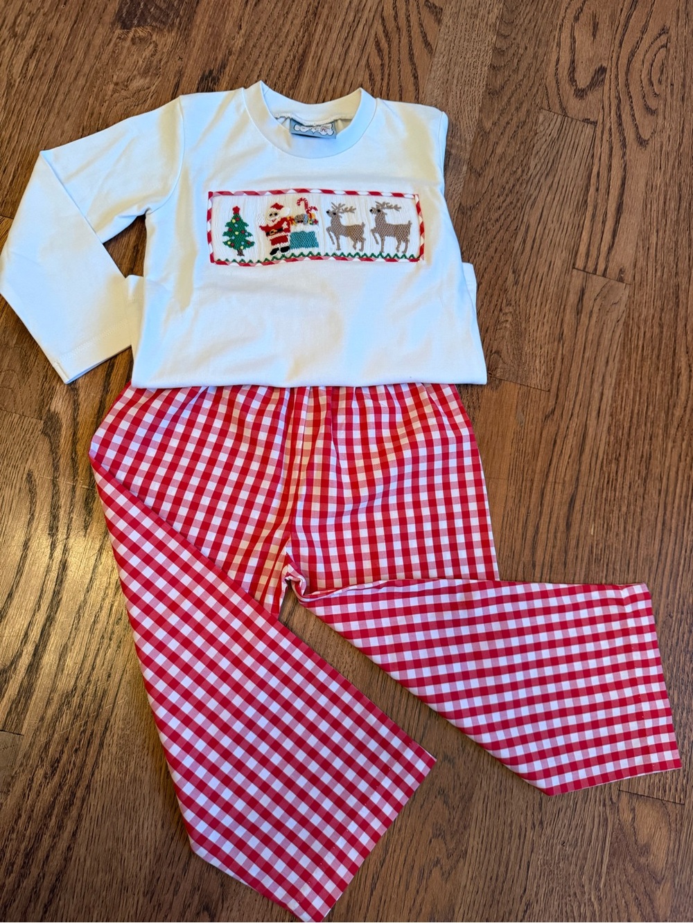 White & Red Christmas Kids Set with Santa Motif